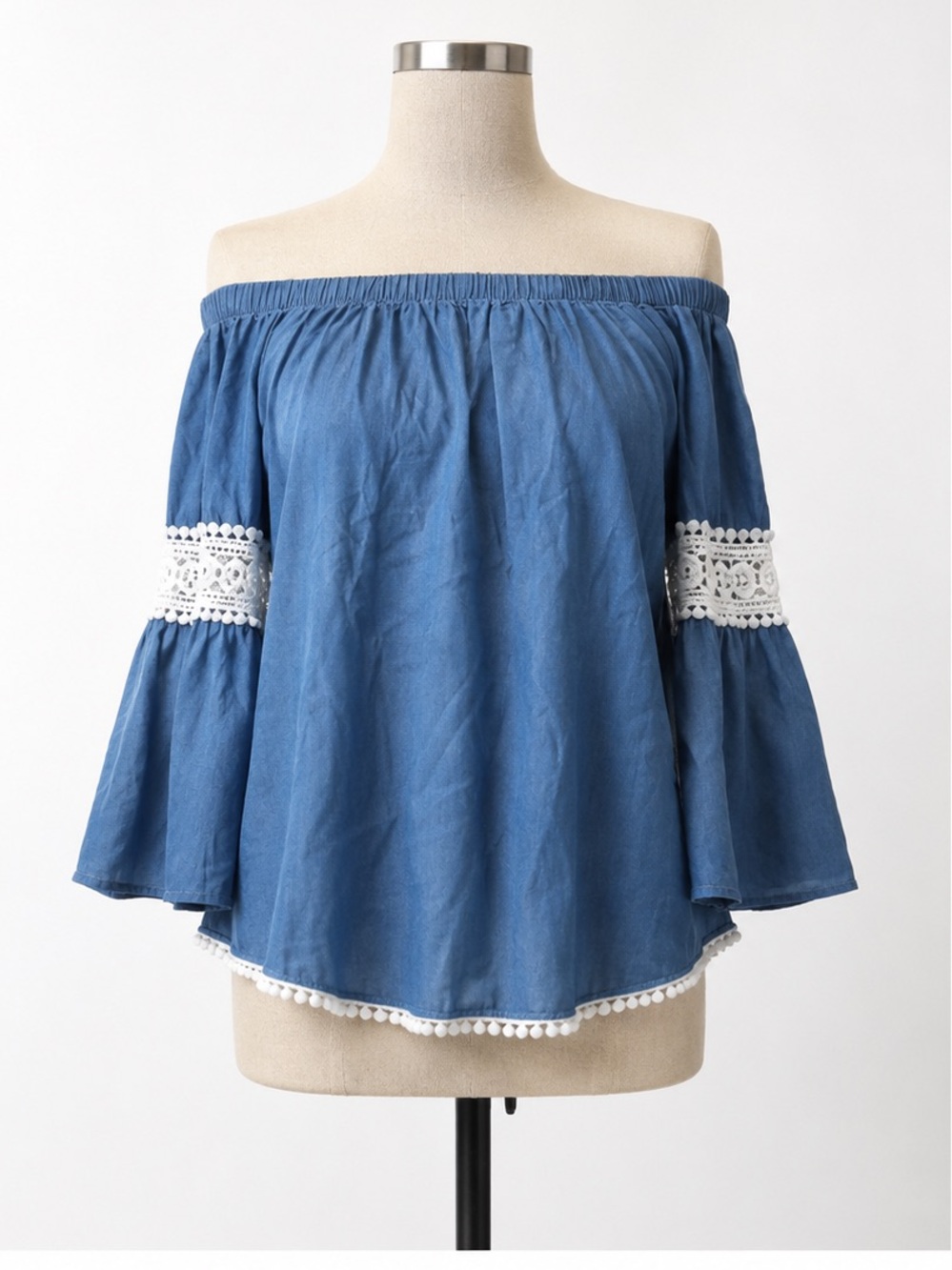 NWT joe’s jeans, blue chambray, free flowing blouse off shoulder women’s medium